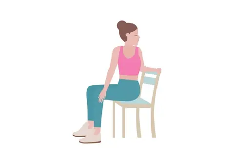 Seated lower back rotational stretch