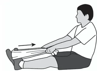 Ankle dorsiflexion stretch with a towel