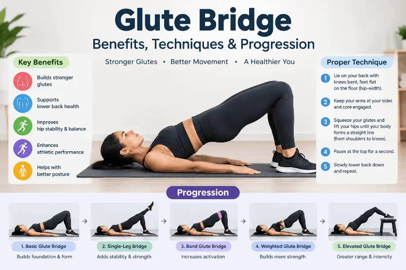 Glute Bridge Benefits, Techniques & Progression